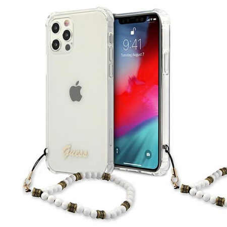 Guess White Pearl Strap - Hülle iPhone 12 / iPhone 12 Pro (Transparent)