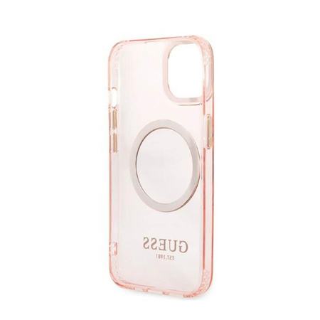 Guess Gold Outline Translucent MagSafe - Case for iPhone 13 (Pink)