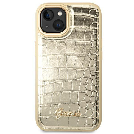 Guess Croco Collection - Case for iPhone 14 Plus (Gold)