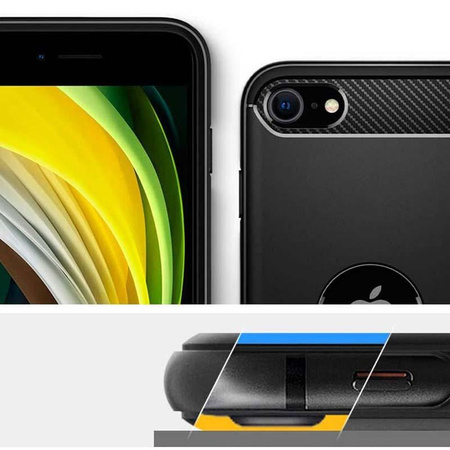 Spigen Rugged Armor - Tasche iPhone SE 2022 / SE 2020 / 8 / 7 (Schwarz)