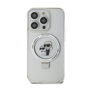 Karl Lagerfeld Ring Stand Karl & Choupette MagSafe - Coque iPhone 11 (blanc)