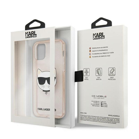 Karl Lagerfeld Choupette Head Glitter - pouzdro pro iPhone 12 / iPhone 12 Pro (zlaté)