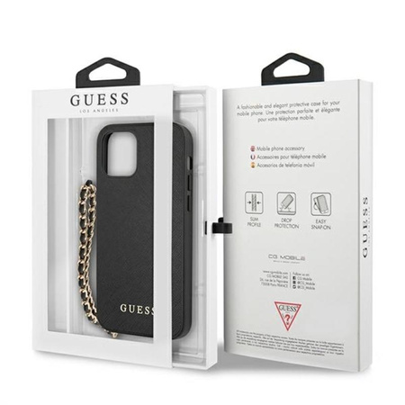 Guess Saffiano Chain - iPhone 12 / iPhone 12 Pro Tasche (schwarz)
