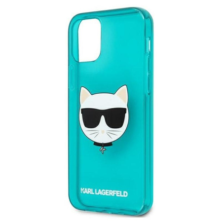 Karl Lagerfeld Choupette Head - pouzdro pro iPhone 12 Pro Max (fluo modré)