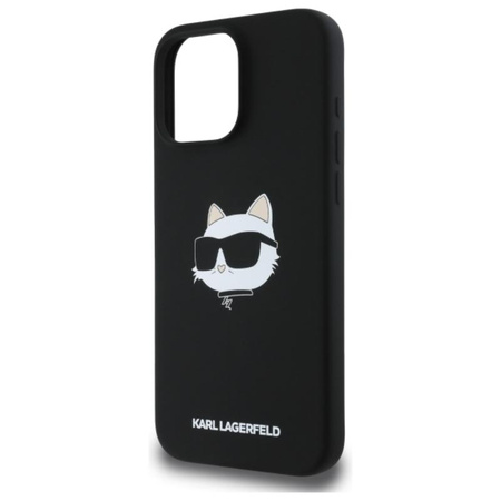 Karl Lagerfeld Silikon Choupette Kopf drucken MagSafe - iPhone 16 Pro Fall (schwarz)