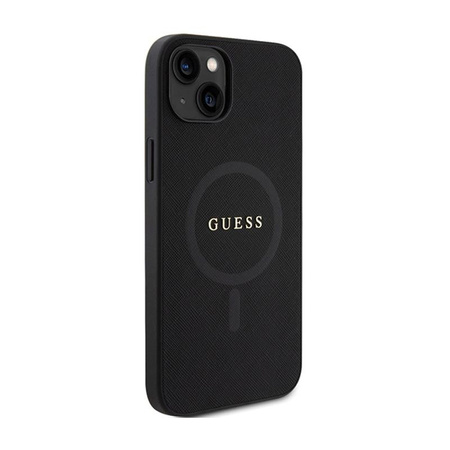 Guess Saffiano MagSafe - étui pour iPhone 15 (noir)