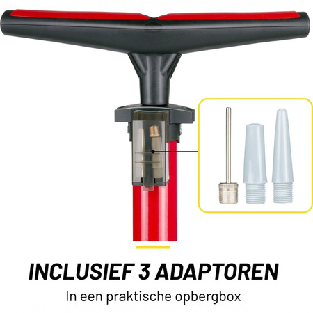 Dunlop - Standpumpe für Fahrräder, Bälle, Matratzen mit Manometer (Rot)
