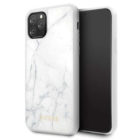 Guess Marble Tempered Glass Hardcase - iPhone 11 Pro Case (white)