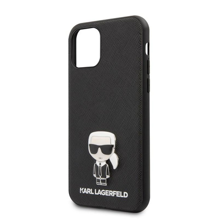 Karl Lagerfeld Saffiano with Pin Ikonik - pouzdro pro iPhone 11 (černé)