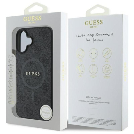 Guess 4G Ring Classic Logo MagSafe – Hülle für iPhone 16 (schwarz)