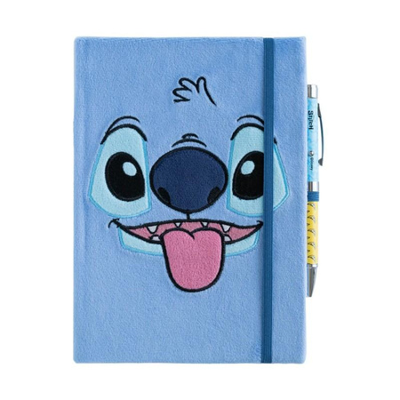 NOTATNIK PLUSZOWY A5 W KROPKI STITCH Z DŁUGOPISEM Disney ZESZYT Z GUMKĄ