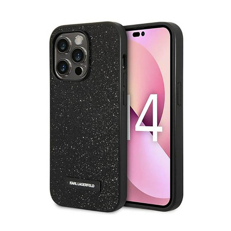 Karl Lagerfeld Glitter Plaque Logo - pouzdro pro iPhone 14 Pro (černé)