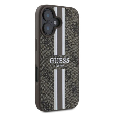 Guess 4G Printed Stripes MagSafe - Hülle iPhone 16 (braun)