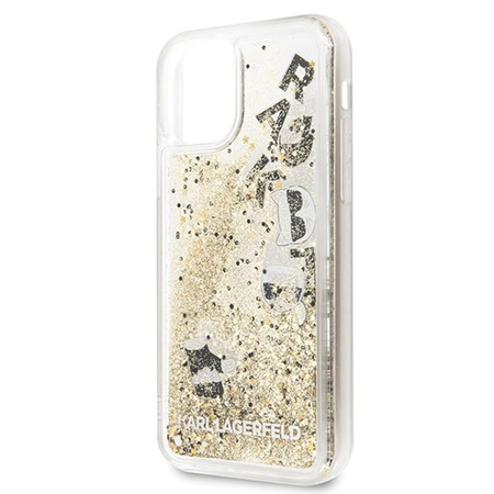 Karl Lagerfeld Glitter Liquid Floatting Charms - pouzdro na iPhone 11 (zlaté plovoucí přívěsky)
