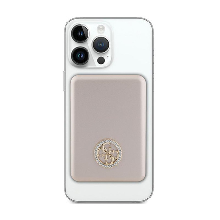 Guess 4G Strassed Metal Logo MagSafe - Power Bank 3000 mAh 5W MagSafe à induction (Gold)