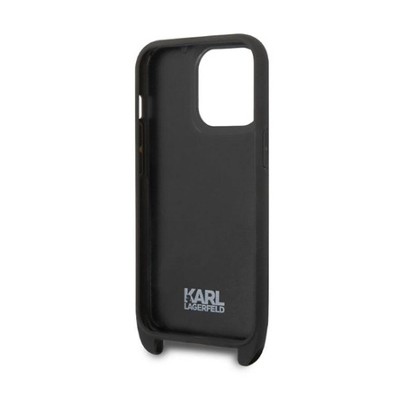 Karl Lagerfeld Monogram Plaque Logo Strap - Hülle für iPhone 14 Pro (Schwarz)