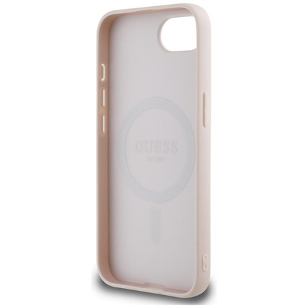 Guess Grained Ring MagSafe - tok iPhone 16e készülékhez (rózsaszín)