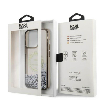 Karl Lagerfeld Liquid Glitter Round RSG Logo Case - iPhone 14 Pro Max tok (fekete)