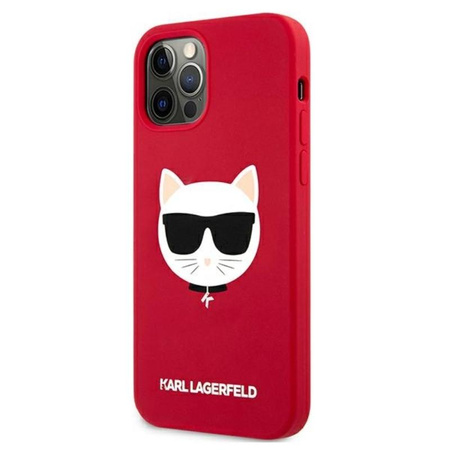Silikonové pouzdro Karl Lagerfeld Choupette Head - iPhone 12 / iPhone 12 Pro (červené)