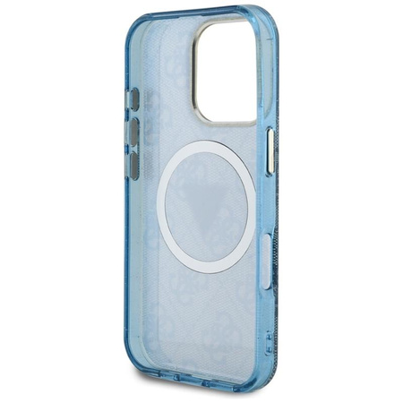 Guess IML Metall Glitter 4G Circle Triangle MagSafe - Gehäuse für iPhone 16 Pro Max (blau)