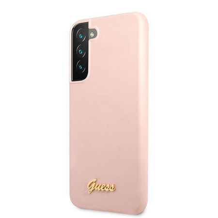 Guess Silicone Script Metal Logo - Cover for Samsung Galaxy S22+ (Pink)