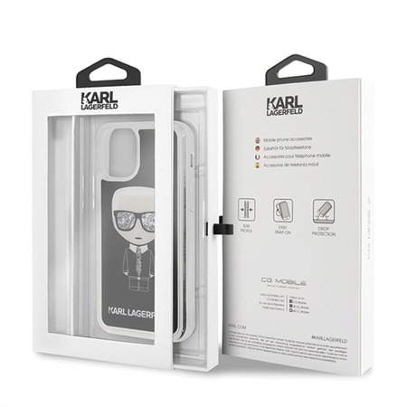 Karl Lagerfeld Iconic Glitter - Coque pour iPhone 11 Pro (Noir)