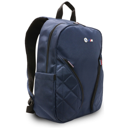 BMW Nylon Pockets & Metal Logo - 16" Notebook Backpack (Navy Blue)