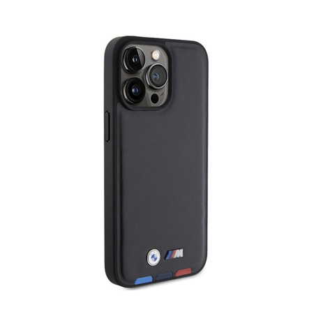 BMW Leder Hot Stamp Tricolor - iPhone 15 Pro Max Tasche (schwarz)