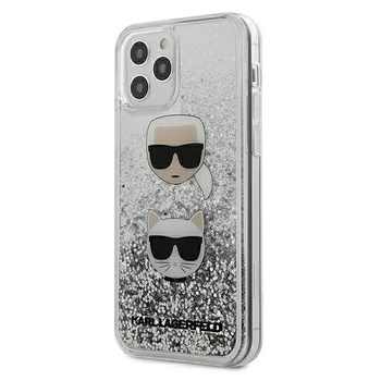 Karl Lagerfeld Liquid Glitter 2 Heads - pouzdro pro iPhone 12 Pro Max (stříbrné)