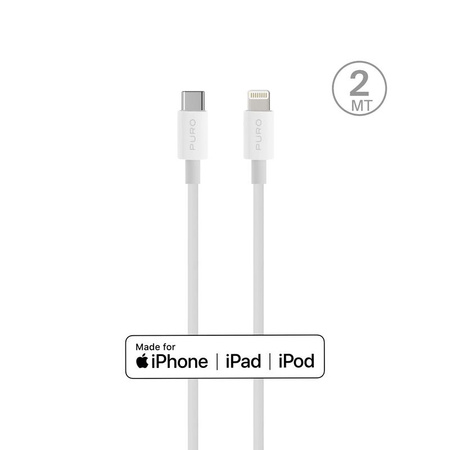 Puro Plain - USB-C to Lightning MFi connection cable 2m (white)