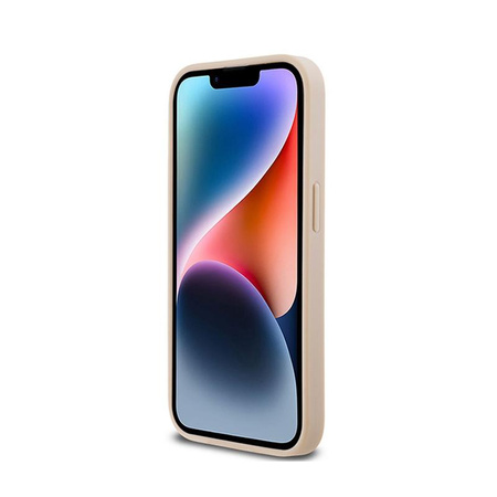 DKNY bőr kockás egyszínű mintás és nyomtatott csíkos - iPhone 14 Pro tok (rózsaszín)