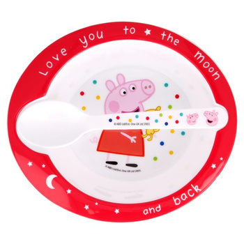 Prasátko Peppa - Sada nádobí do mikrovlnné trouby (miska + lžička) Prasátko Peppa
