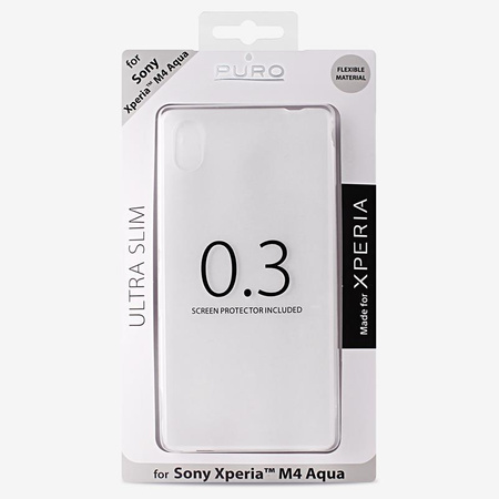 PURO Ultra Slim "0.3" Cover MFX - Xperia M4 AQUA Hülle + Bildschirmfolienset (durchscheinend)
