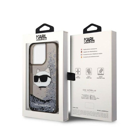 Karl Lagerfeld Liquid Glitter NFT Choupette Head - iPhone 14 Pro Max Case (black)