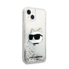 Karl Lagerfeld Liquid Glitter NFT Choupette Head - pouzdro pro iPhone 14 Plus (stříbrné)