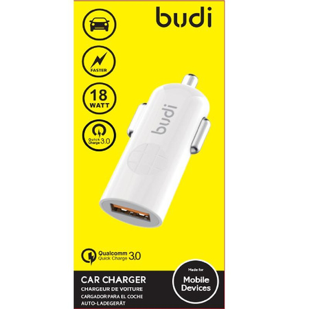 Budi - USB nabíječka do auta, 18W, QC3.0 (bílá)