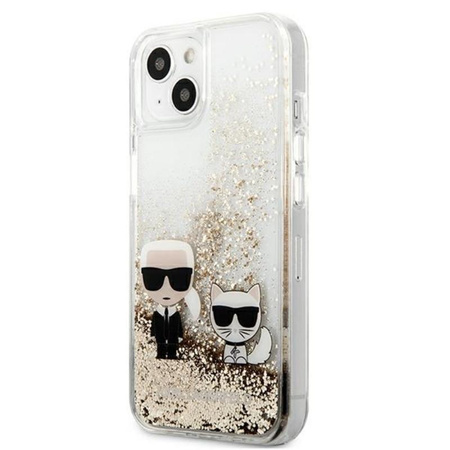 Karl Lagerfeld Liquid Glitter Karl & Choupette - iPhone 13 tok (arany)