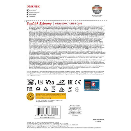 SanDisk Extreme microSDXC - 128 GB A2 V30 UHS-I U3 paměťová karta 190/90 MB/s s adaptérem