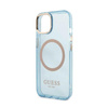 Guess Gold Outline Transluzentes MagSafe - Hülle für iPhone 13 (Blau)