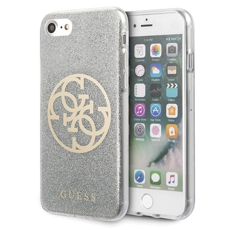 Guess Circle Glitter 4G - Etui iPhone SE 2020 / 8 / 7 (Light Grey)