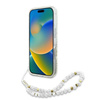 Guess IML Flowers Allover Electro With Pearl Strap MagSafe - iPhone 16 Pro Case (white)