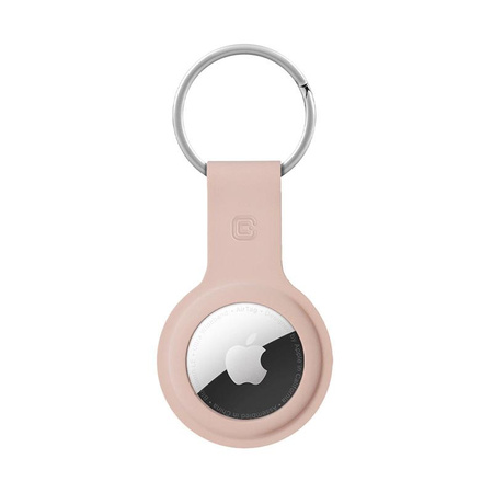 Crong Silicone Case with Key Ring - Schutzhülle für Apple AirTag Schlüsselanhänger (Sand Pink)