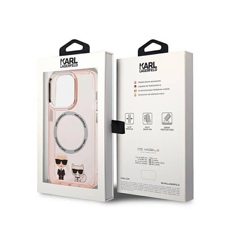 Karl Lagerfeld KLHMP14LHKCP iPhone 14 Pro 6,1" hardcase różowy/pink Karl & Choupette Aluminium Magsafe