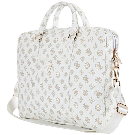 Guess 4G Peony Front Pocket Zipper Triangle Logo - 16" taška na notebook (bílá)