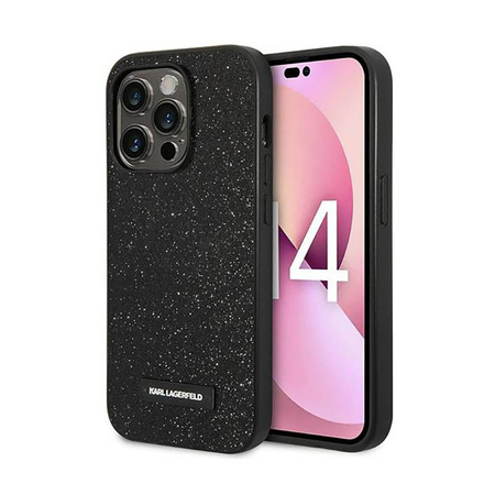 Karl Lagerfeld Glitter Plaque Logo - Coque iPhone 14 Pro Max (noir)