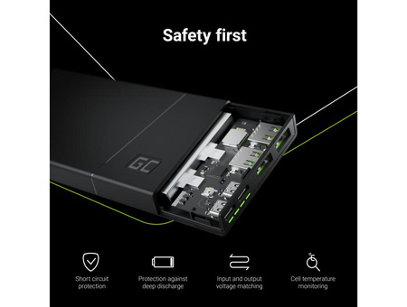 Green Cell PowerPlay10S - Banque d'énergie 10000 mAh avec charge rapide 2x USB Ultra Charge et 2x USB-C PD 18W