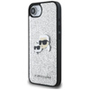 Karl Lagerfeld Fixed Glitter Karl & Choupette Heads Metall Pin - Etui für iPhone 16e (silber)