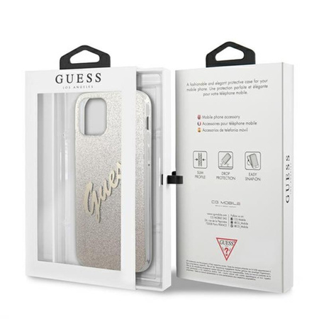 Guess Glitter Gradient Script - iPhone 12 / iPhone 12 Pro tok (arany)