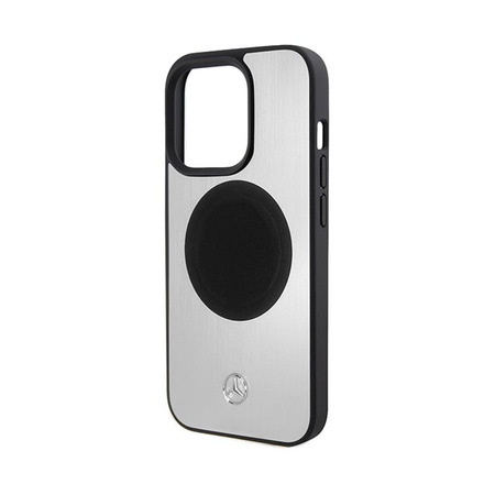 Mercedes Leather & Alu MagSafe - Etui iPhone 15 Pro Max (srebrny)