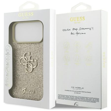 Guess Fixed Glitter Big 4G - Pouzdro pro iPhone 17 Pro Max (zlatý)